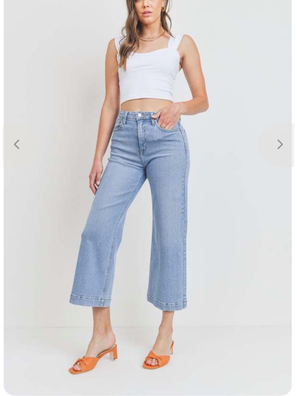 Just Black Denim High-Rise Wide-Leg Crop Jeans in Light Blue